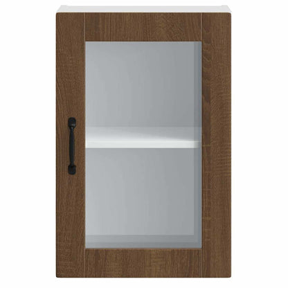 Kitchen Wall Cabinet with Glass Door Porto Brown Oak
