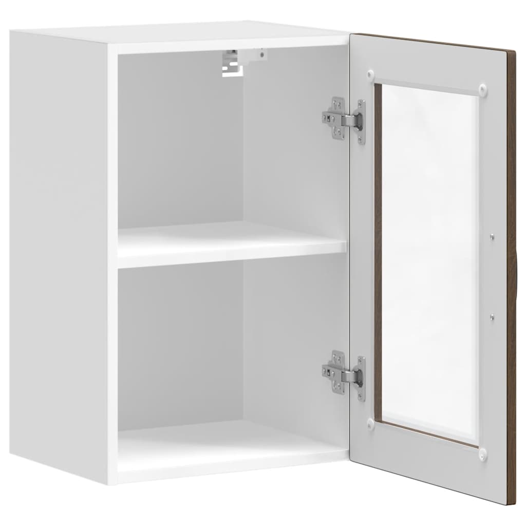 Kitchen Wall Cabinet with Glass Door Porto Brown Oak