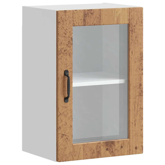 Kitchen Wall Cabinet with Glass Door Porto Old Wood