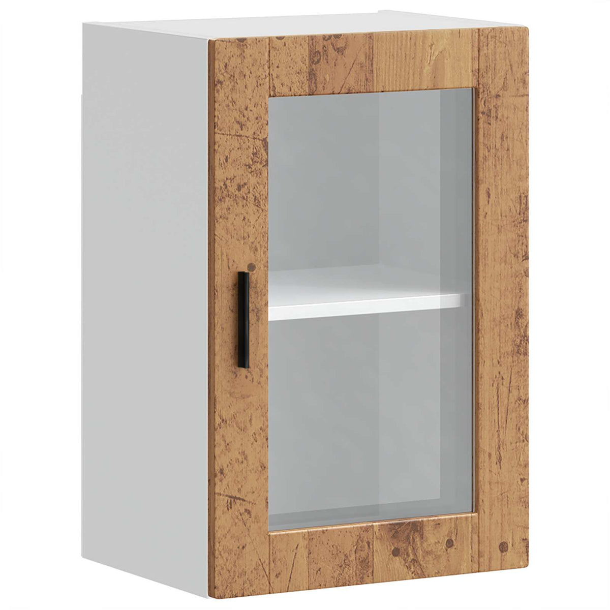 Kitchen Wall Cabinet with Glass Door "Porto" Old Wood