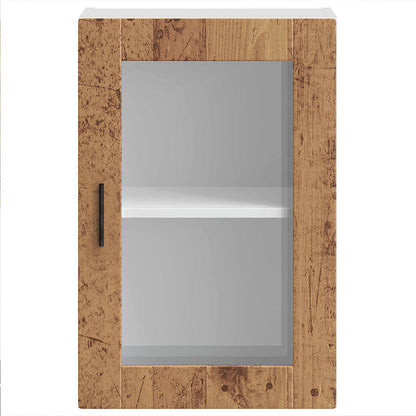 Kitchen Wall Cabinet with Glass Door "Porto" Old Wood