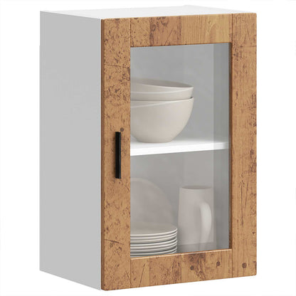 Kitchen Wall Cabinet with Glass Door "Porto" Old Wood