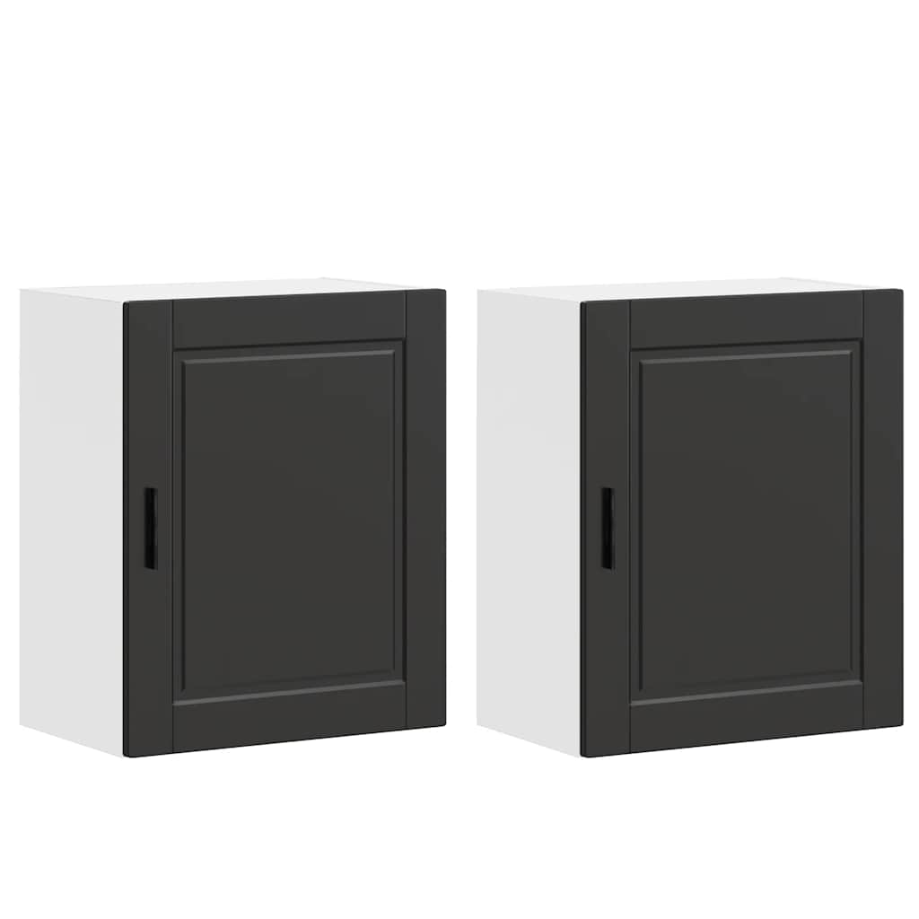 Kitchen Wall Cabinets 2 pcs "Porto" Black Engineered Wood