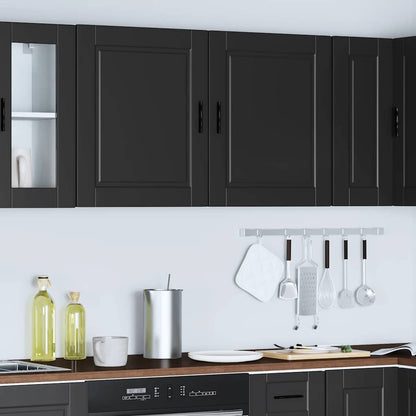 Kitchen Wall Cabinets 2 pcs "Porto" Black Engineered Wood