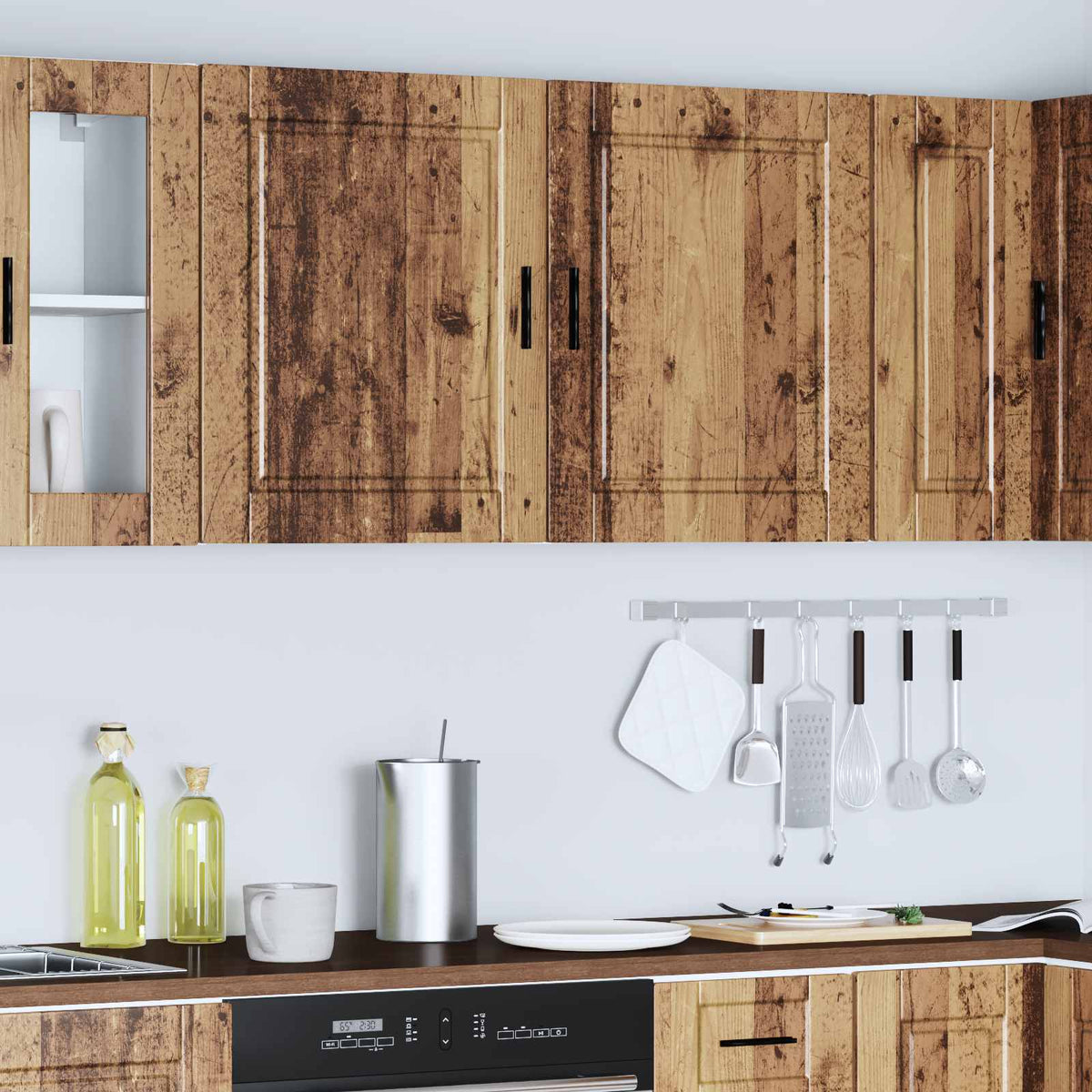 Kitchen Wall Cabinets 2 pcs "Porto" Old Wood Engineered Wood