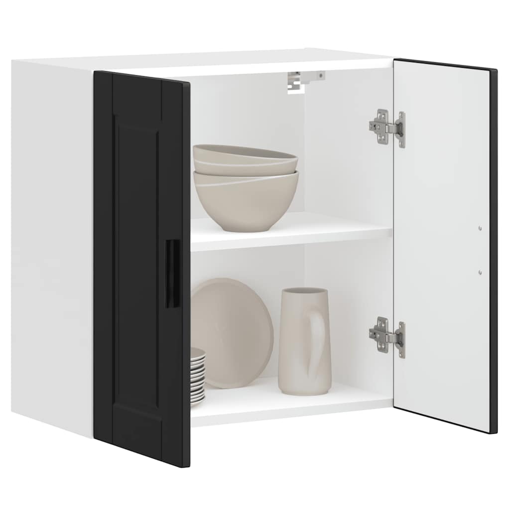 Kitchen Wall Cabinet "Porto" Black Engineered Wood