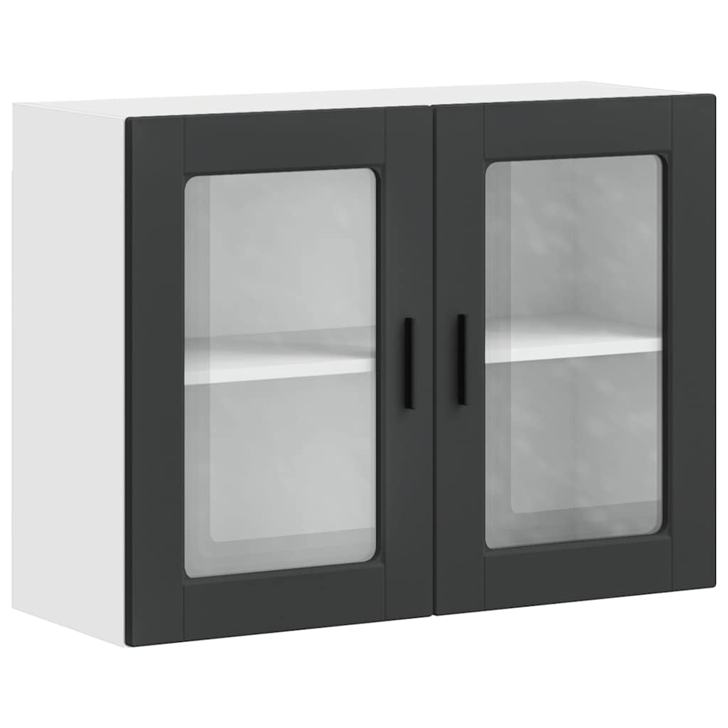Kitchen Wall Cabinet with Glass Door Porto Black