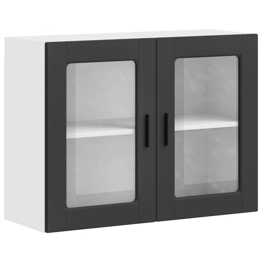 Kitchen Wall Cabinet with Glass Door Porto Black