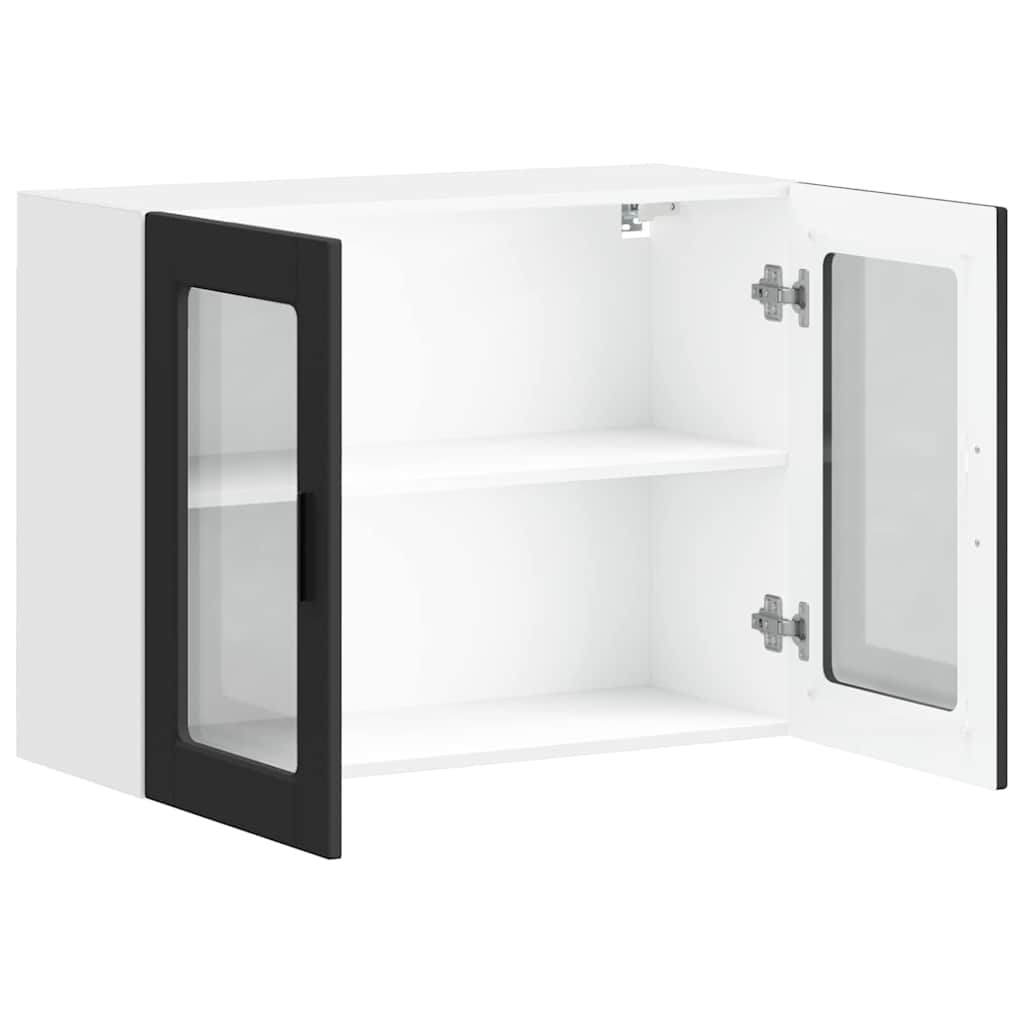 Kitchen Wall Cabinet with Glass Door Porto Black