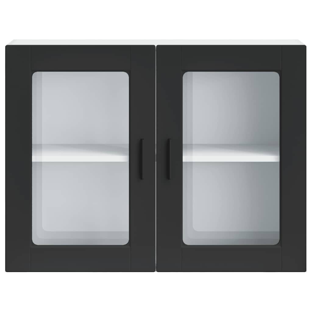 Kitchen Wall Cabinet with Glass Door Porto Black