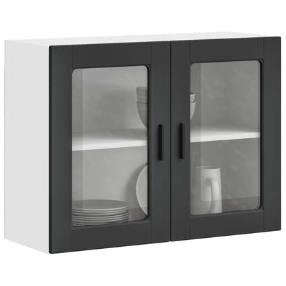 Kitchen Wall Cabinet with Glass Door Porto Black