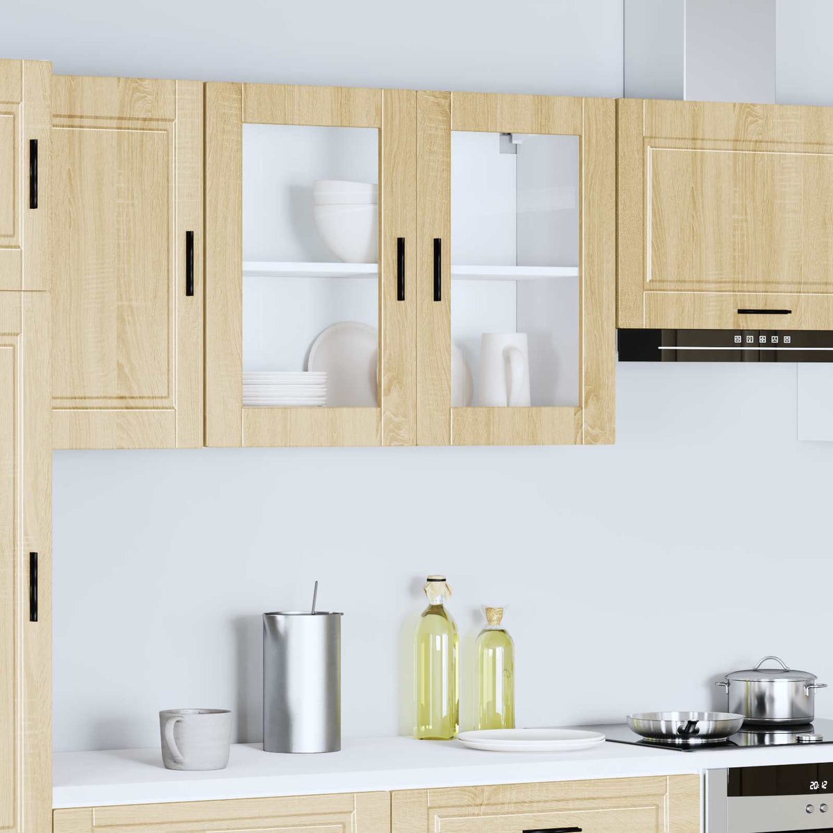 Kitchen Wall Cabinet with Glass Door "Porto" Sonoma Oak