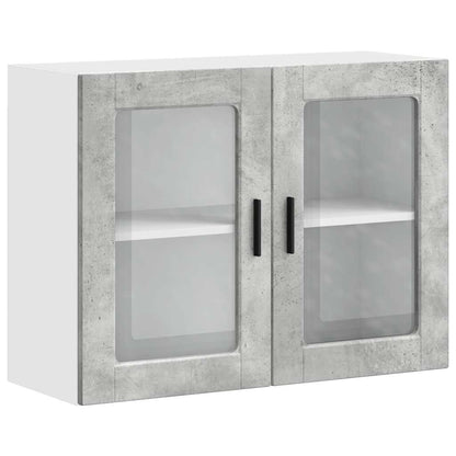 Kitchen Wall Cabinet with Glass Door "Porto" Concrete Grey