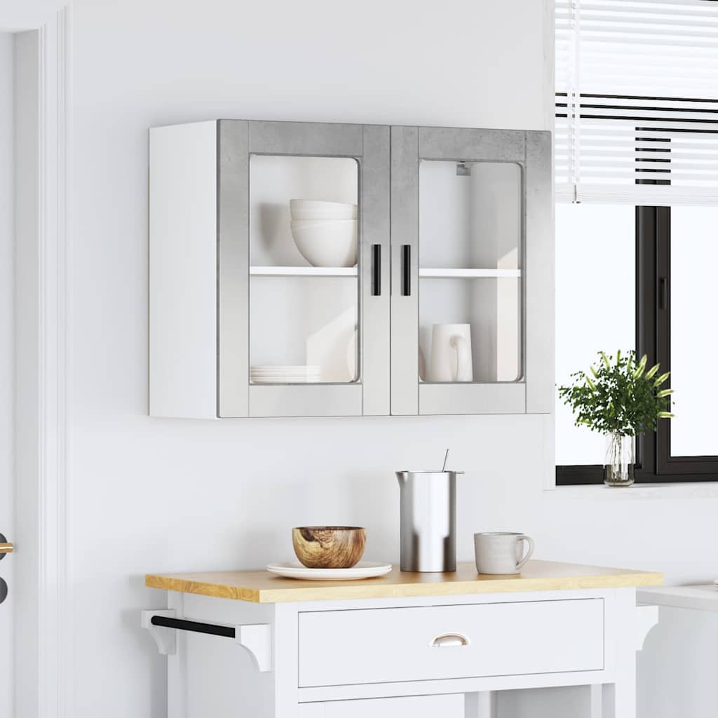 Kitchen Wall Cabinet with Glass Door "Porto" Concrete Grey