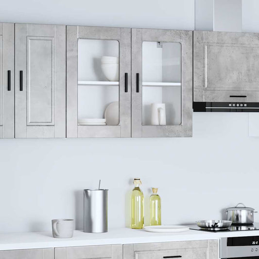 Kitchen Wall Cabinet with Glass Door "Porto" Concrete Grey