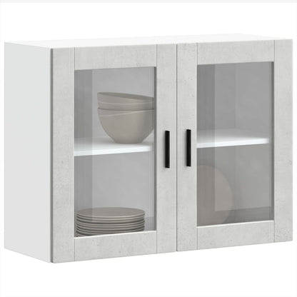 Kitchen Wall Cabinet with Glass Door "Porto" Concrete Grey