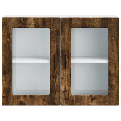 Kitchen Wall Cabinet with Glass Door Porto Smoked Oak