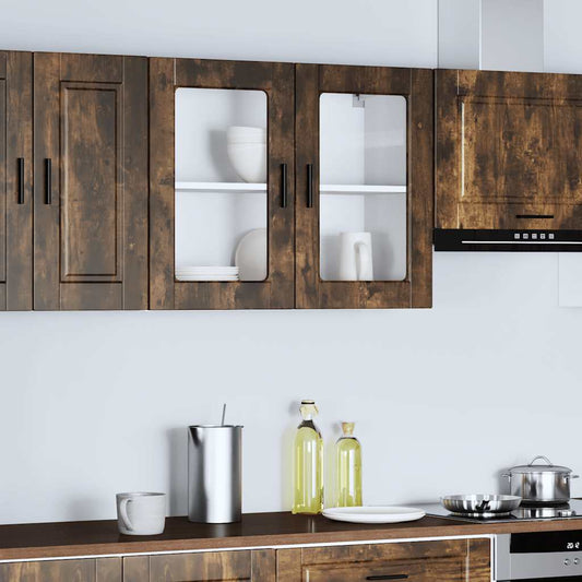 Kitchen Wall Cabinet with Glass Door "Porto" Smoked Oak