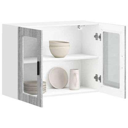 Kitchen Wall Cabinet with Glass Door Porto Grey Sonoma