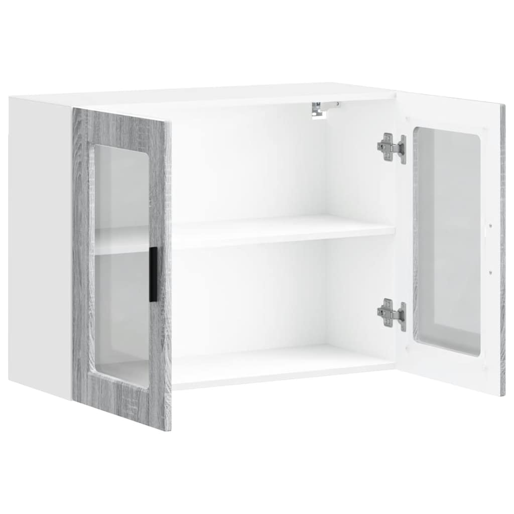 Kitchen Wall Cabinet with Glass Door Porto Grey Sonoma