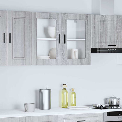 Kitchen Wall Cabinet with Glass Door Porto Grey Sonoma