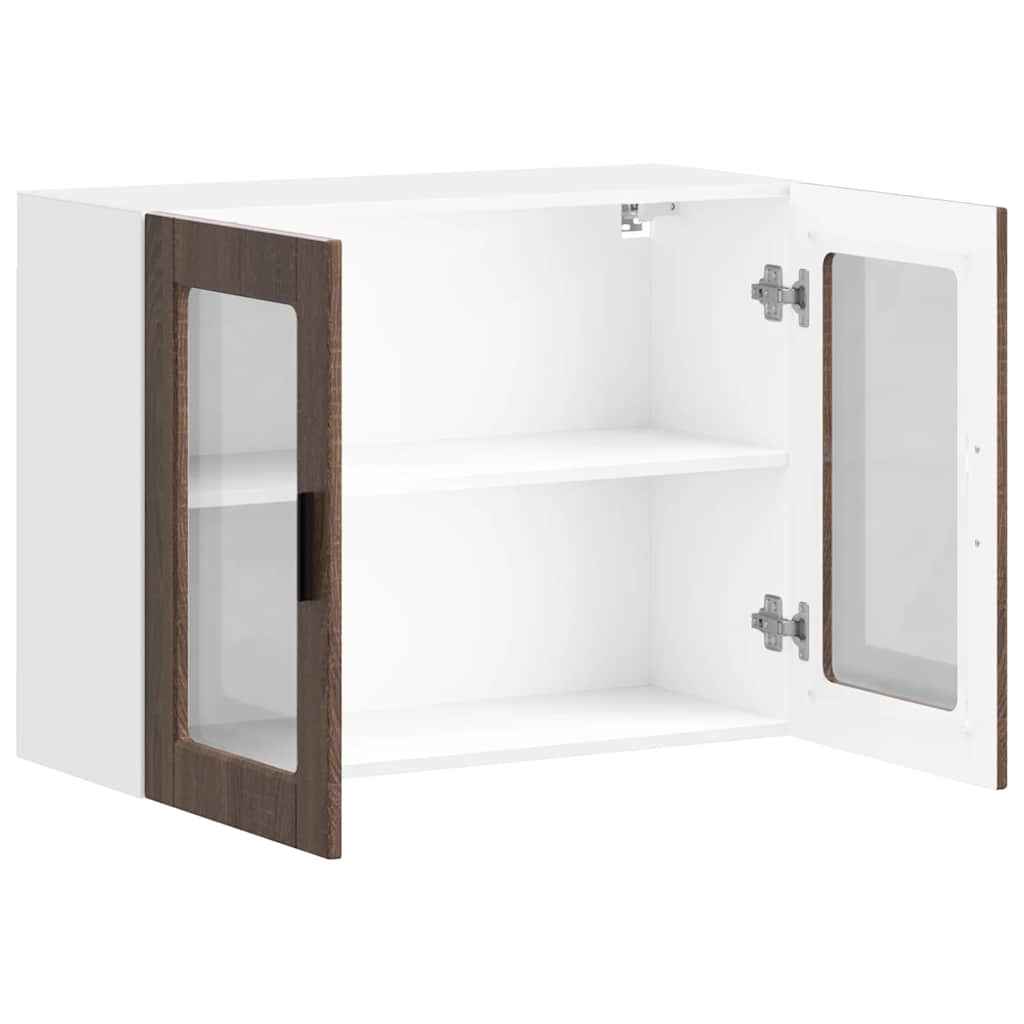Kitchen Wall Cabinet with Glass Door Porto Brown Oak