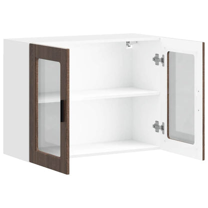 Kitchen Wall Cabinet with Glass Door Porto Brown Oak
