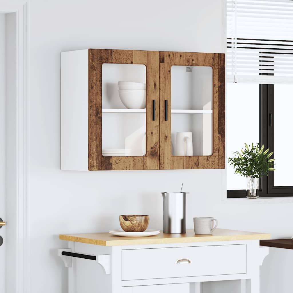 Kitchen Wall Cabinet with Glass Door Porto Old Wood