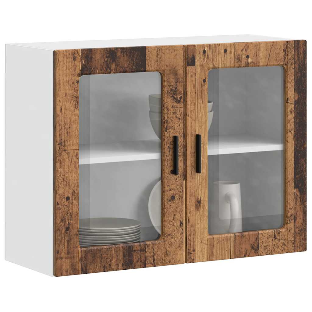 Kitchen Wall Cabinet with Glass Door Porto Old Wood