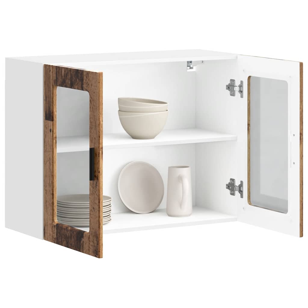 Kitchen Wall Cabinet with Glass Door Porto Old Wood
