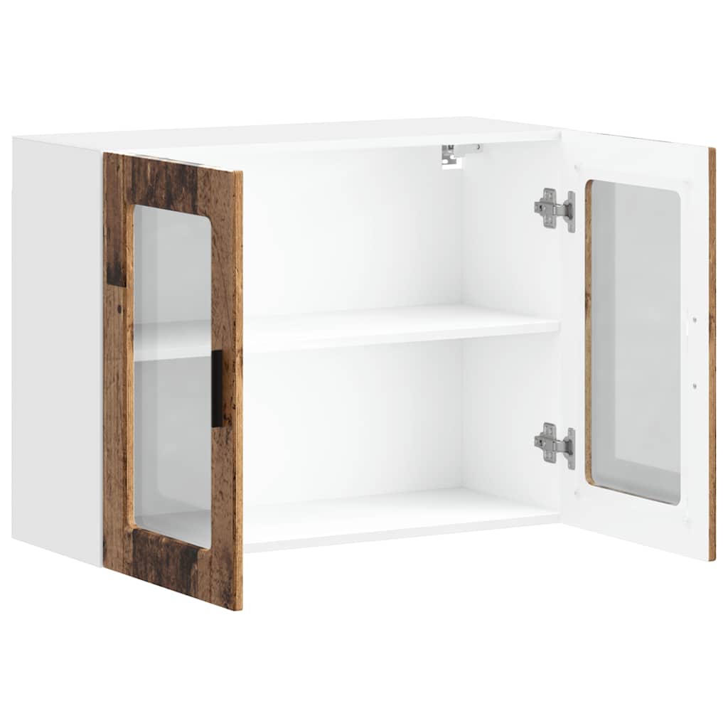 Kitchen Wall Cabinet with Glass Door Porto Old Wood