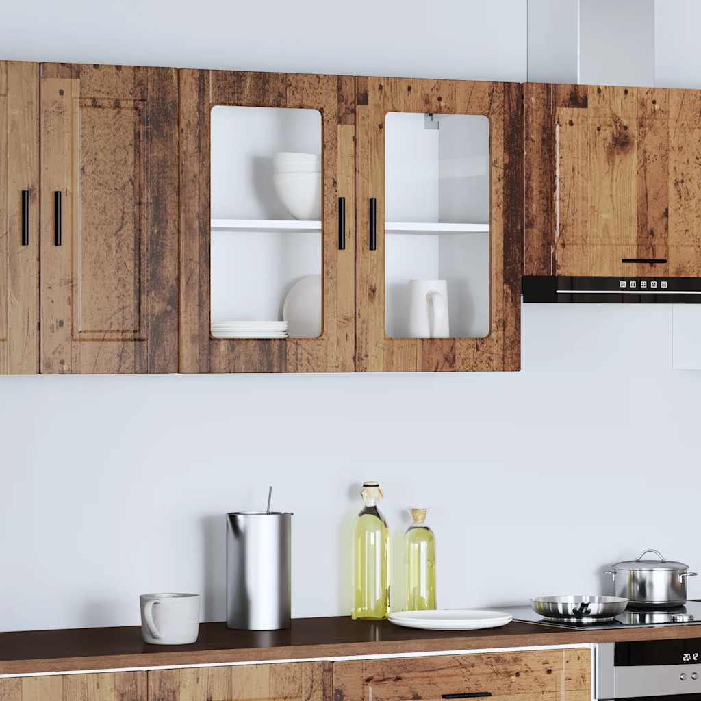 Kitchen Wall Cabinet with Glass Door Porto Old Wood