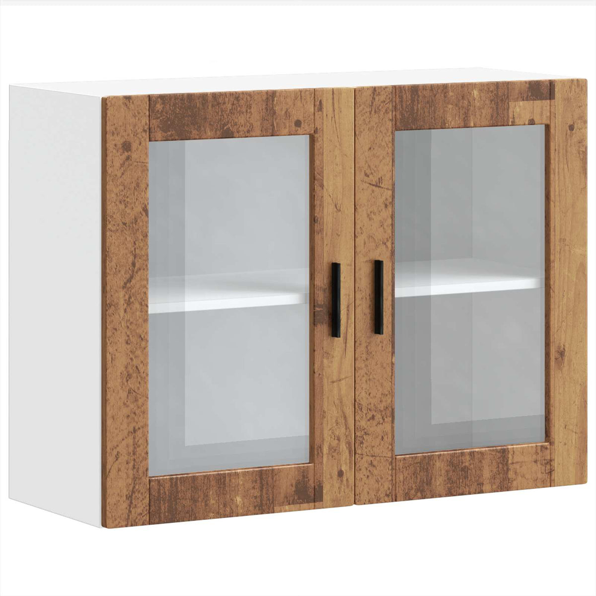Kitchen Wall Cabinet with Glass Door "Porto" Old Wood