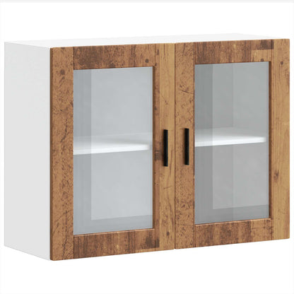 Kitchen Wall Cabinet with Glass Door "Porto" Old Wood