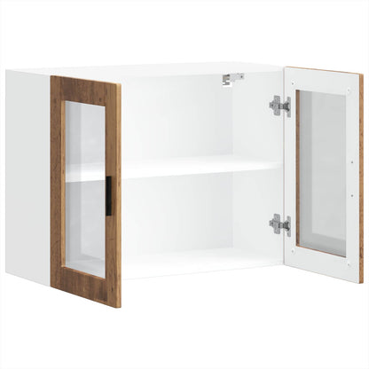 Kitchen Wall Cabinet with Glass Door "Porto" Old Wood