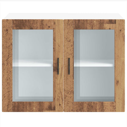 Kitchen Wall Cabinet with Glass Door "Porto" Old Wood