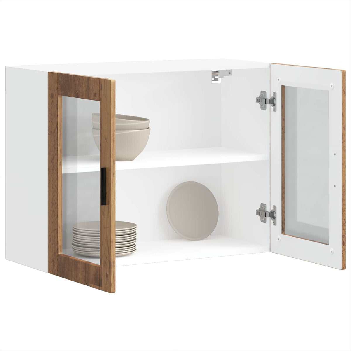 Kitchen Wall Cabinet with Glass Door "Porto" Old Wood