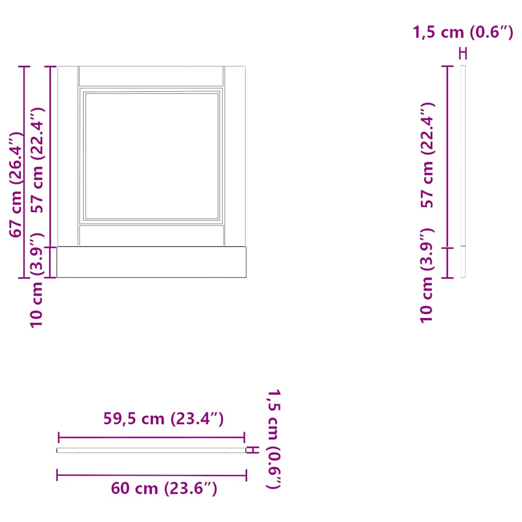 Dishwasher Panel Porto Brown Oak 60x1.5x57 cm Engineered Wood