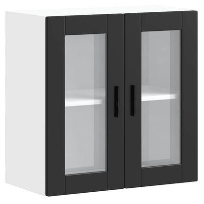 Kitchen Wall Cabinet with Glass Door Porto Black