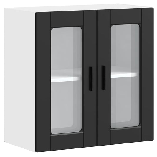 Kitchen Wall Cabinet with Glass Door "Porto" Black