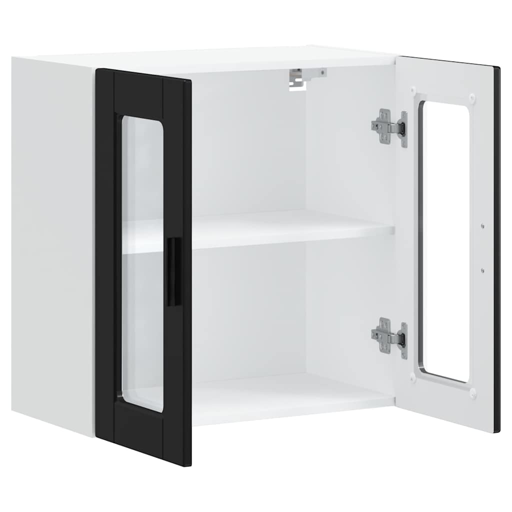 Kitchen Wall Cabinet with Glass Door "Porto" Black