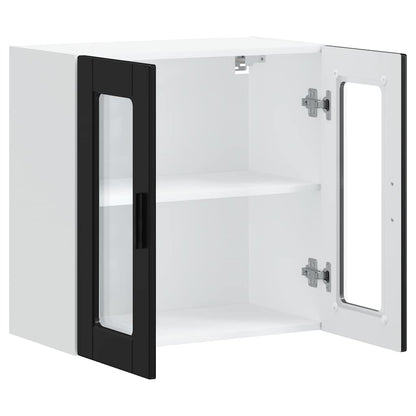 Kitchen Wall Cabinet with Glass Door "Porto" Black