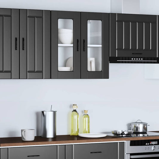 Kitchen Wall Cabinet with Glass Door "Porto" Black