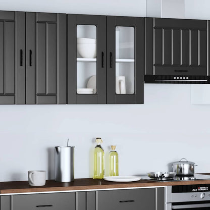 Kitchen Wall Cabinet with Glass Door "Porto" Black