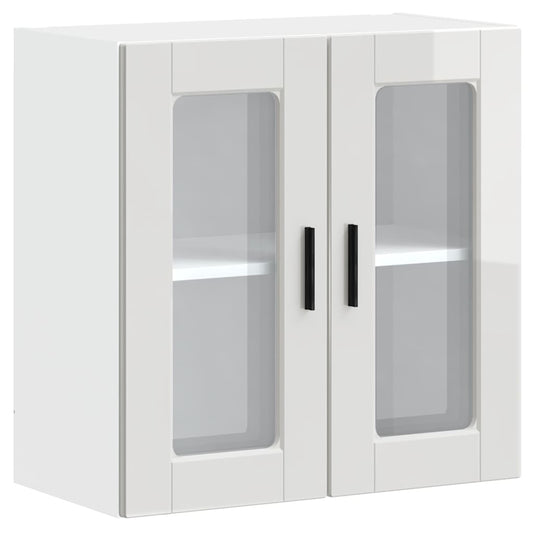 Kitchen Wall Cabinet with Glass Door "Porto" High Gloss White