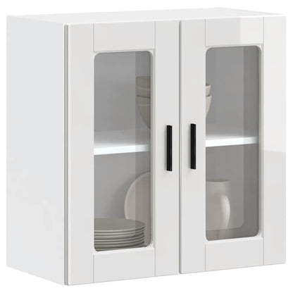 Kitchen Wall Cabinet with Glass Door "Porto" High Gloss White