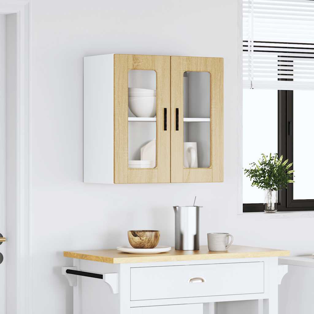 Kitchen Wall Cabinet with Glass Door Porto Sonoma Oak