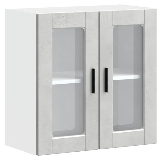 Kitchen Wall Cabinet with Glass Door "Porto" Concrete Grey