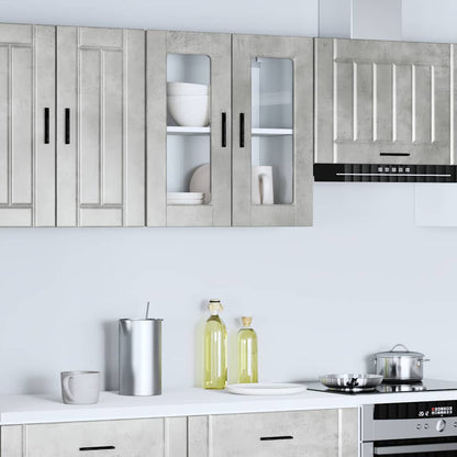 Kitchen Wall Cabinet with Glass Door Porto Concrete Grey