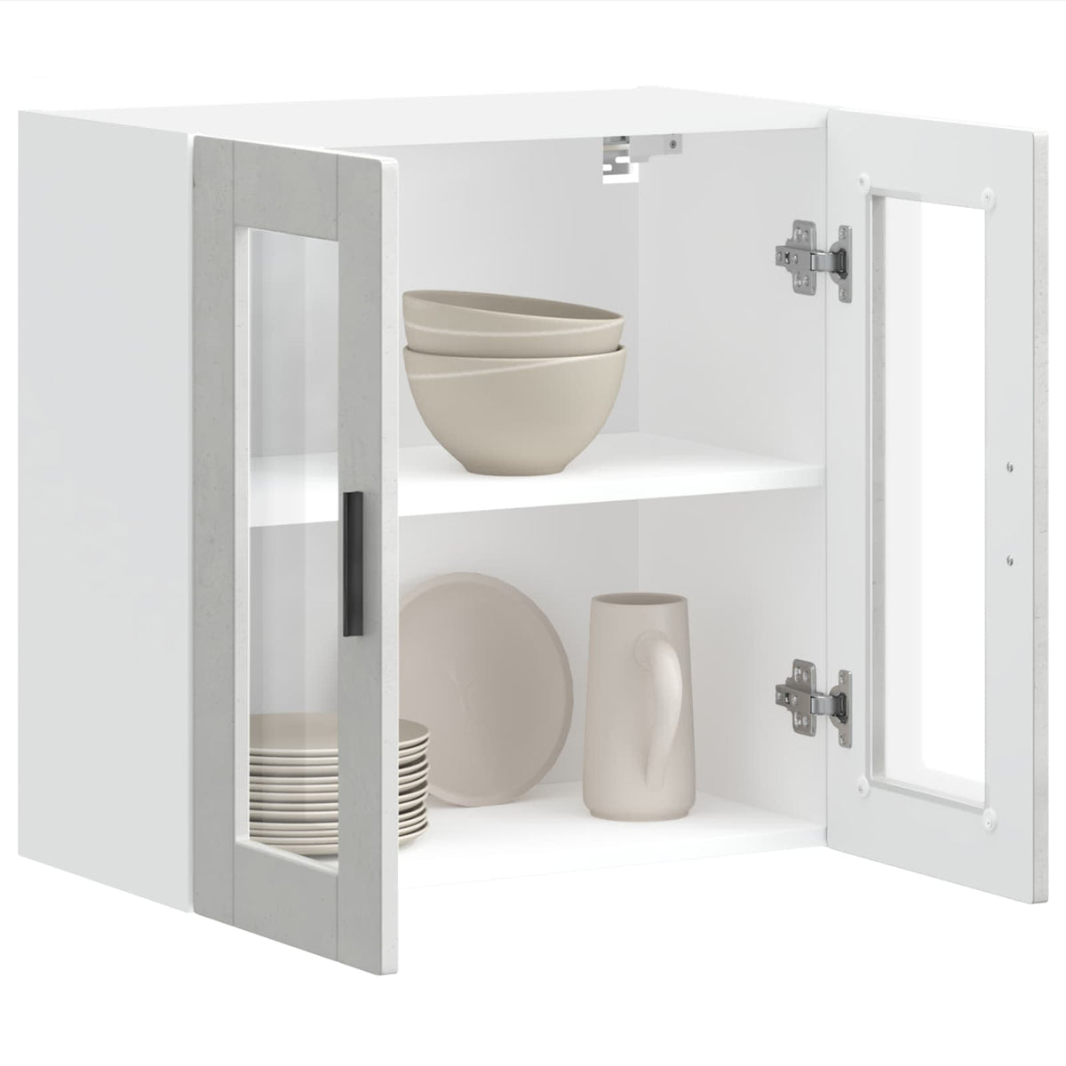 Kitchen Wall Cabinet with Glass Door "Porto" Concrete Grey